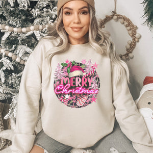 Pink Merry Christmas Women's Sweatshirt - Trendznmore