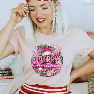 Pink Merry Christmas Women's T-shirt - Trendznmore