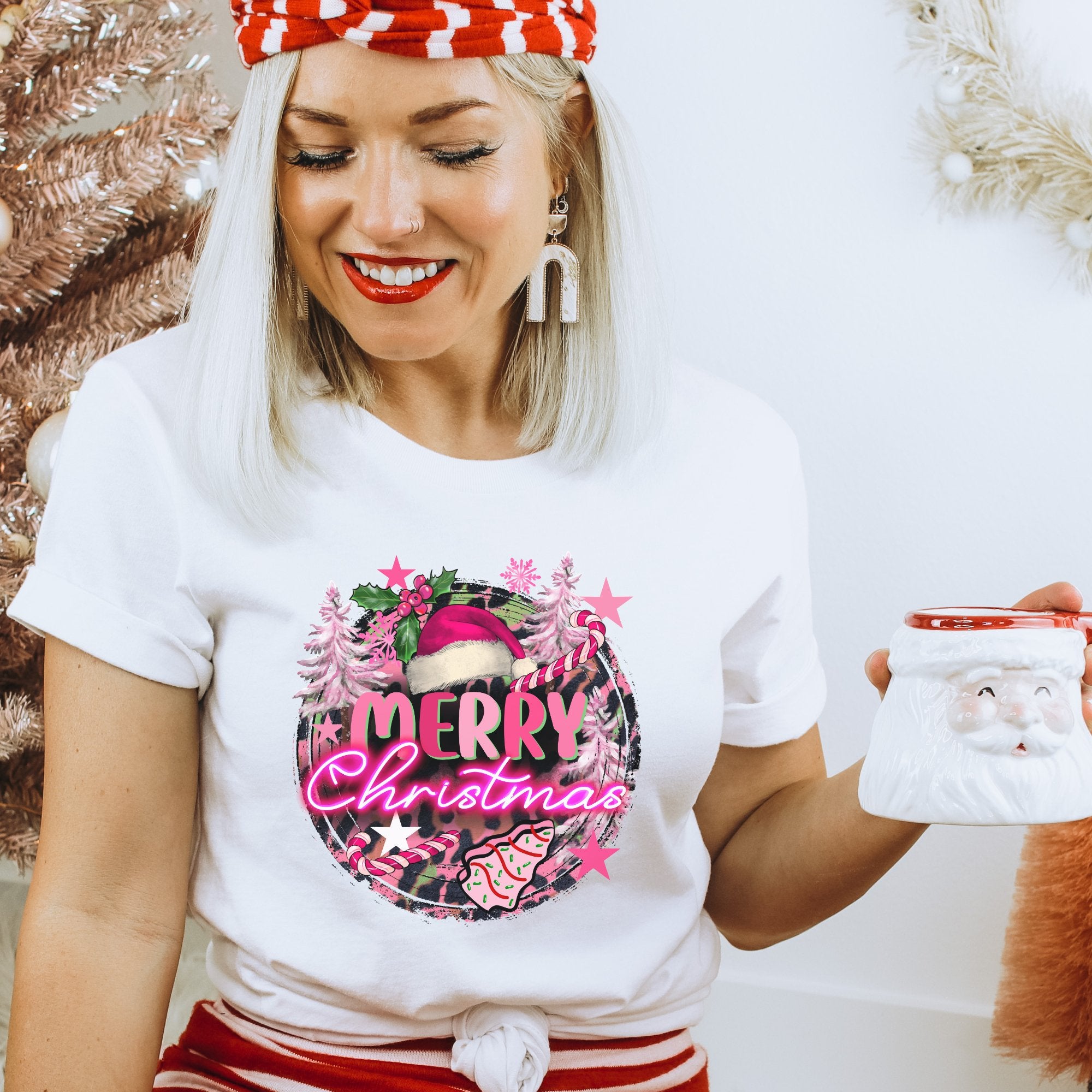 Pink Merry Christmas Women's T-shirt - Trendznmore