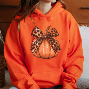 Pumpkin Coquette Fall Graphic Hoodie - Trendznmore