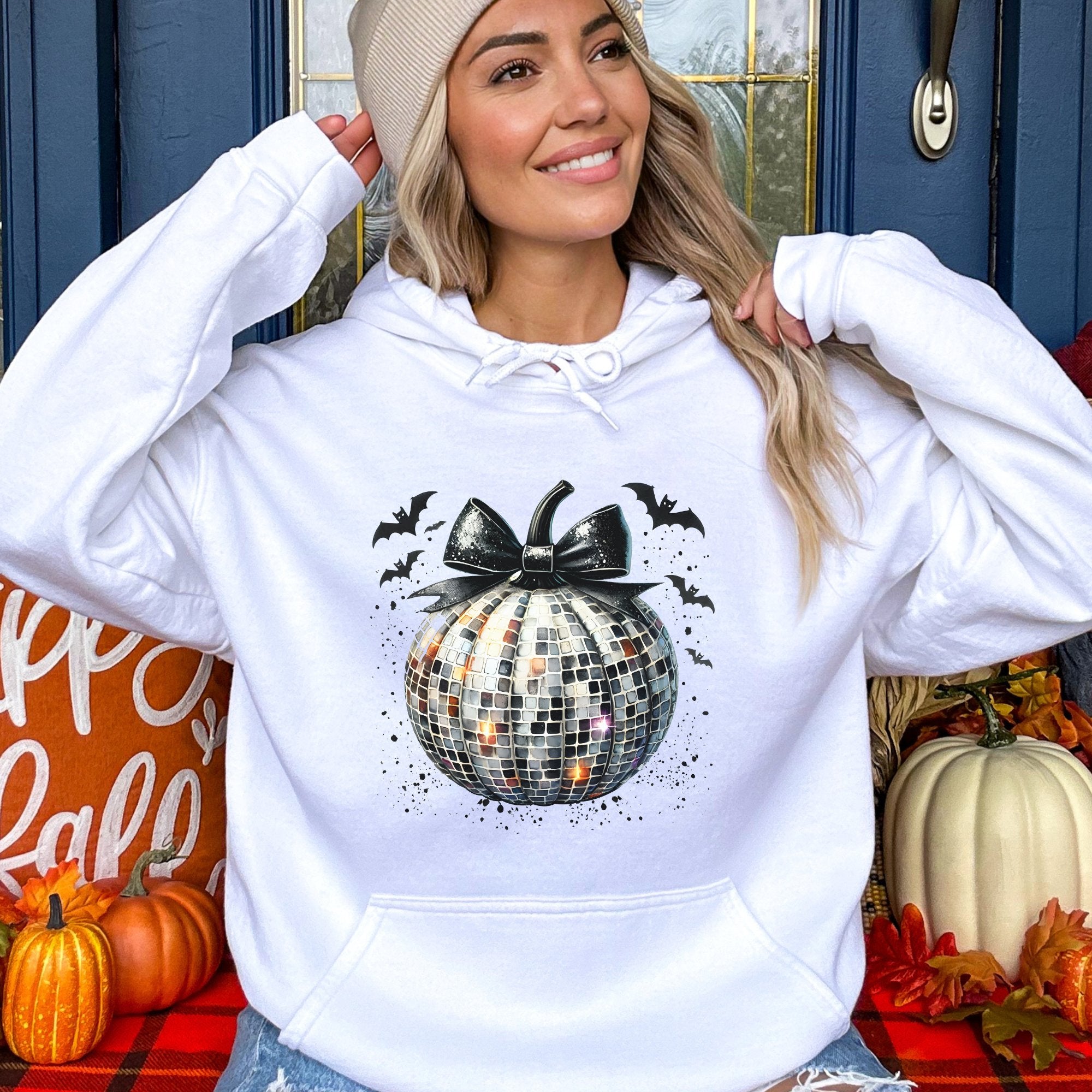 Pumpkin Silver Disco Ball Women's Hoodie - Trendznmore