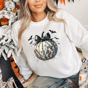 Pumpkin Silver Disco Ball Women's Sweatshirt - Trendznmore