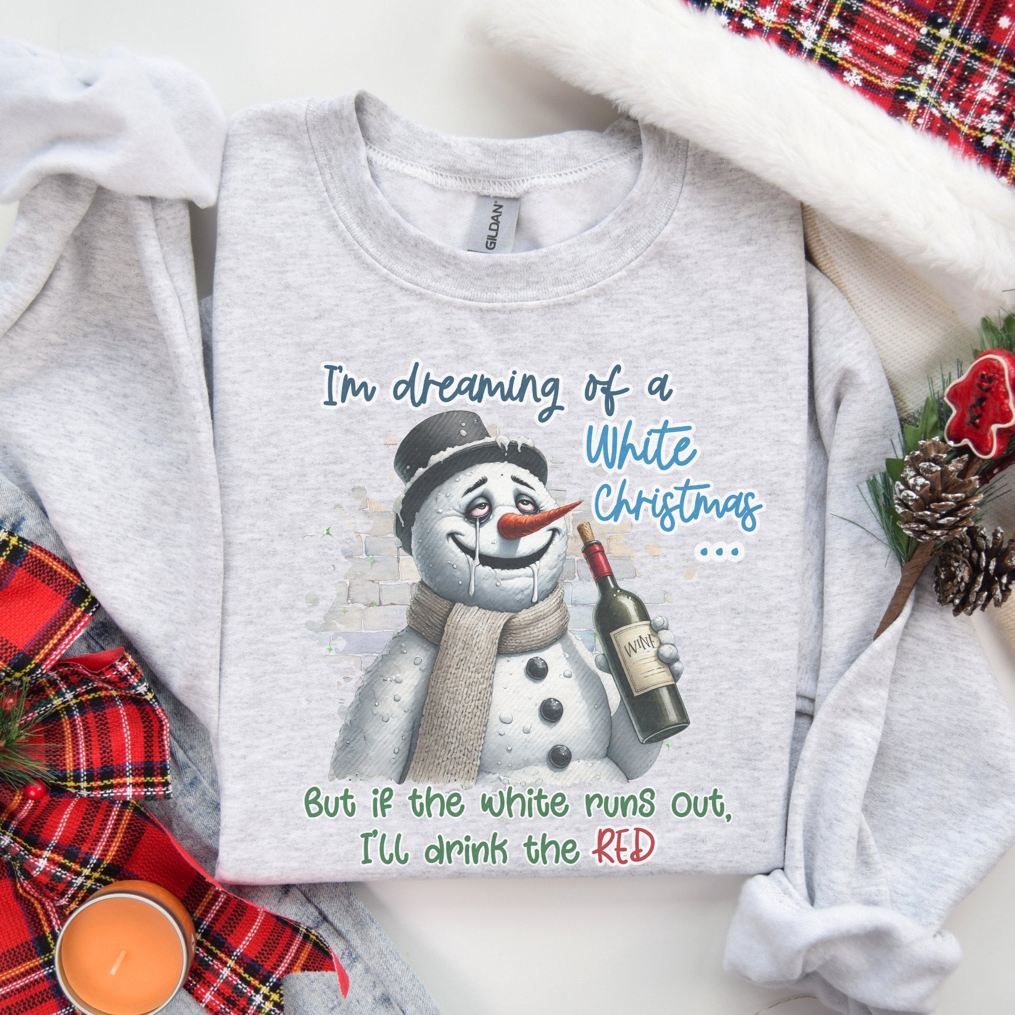 Red Wine White Christmas Women's Sweatshirt - Trendznmore