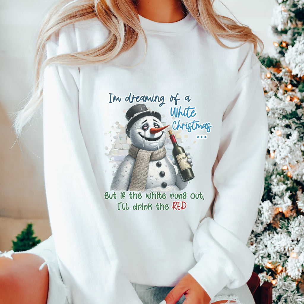 Red Wine White Christmas Women's Sweatshirt - Trendznmore