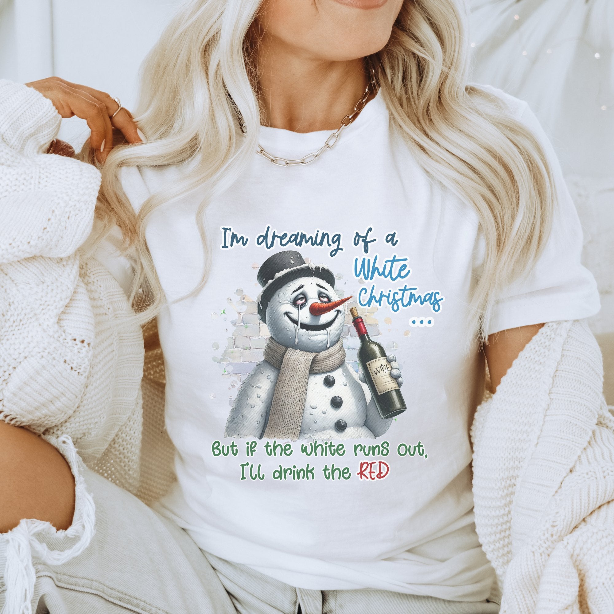 Red Wine White Christmas Women's T-shirt - Trendznmore