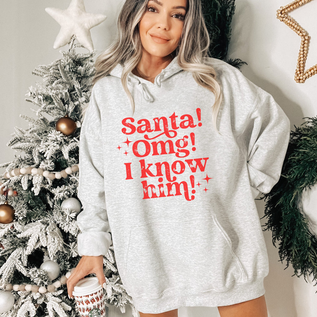 Santa OMG I know him! Christmas Women's Hoodie - Trendznmore