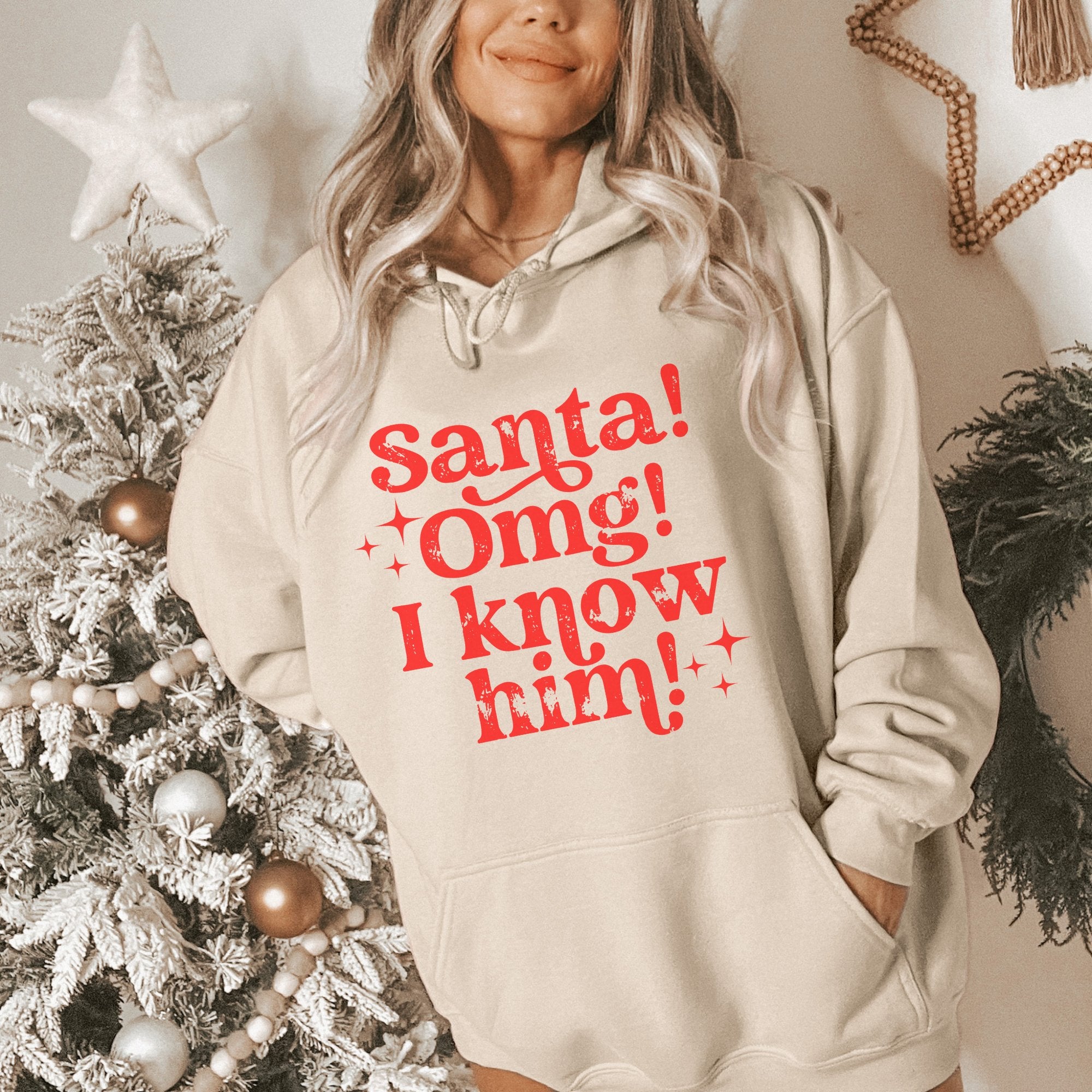 Santa OMG I know him! Christmas Women's Hoodie - Trendznmore