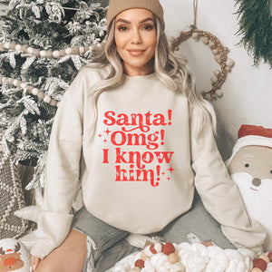 Santa OMG I know him! Christmas Women's Sweatshirt - Trendznmore