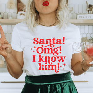 Santa OMG I know him! Christmas Women's T-shirt - Trendznmore