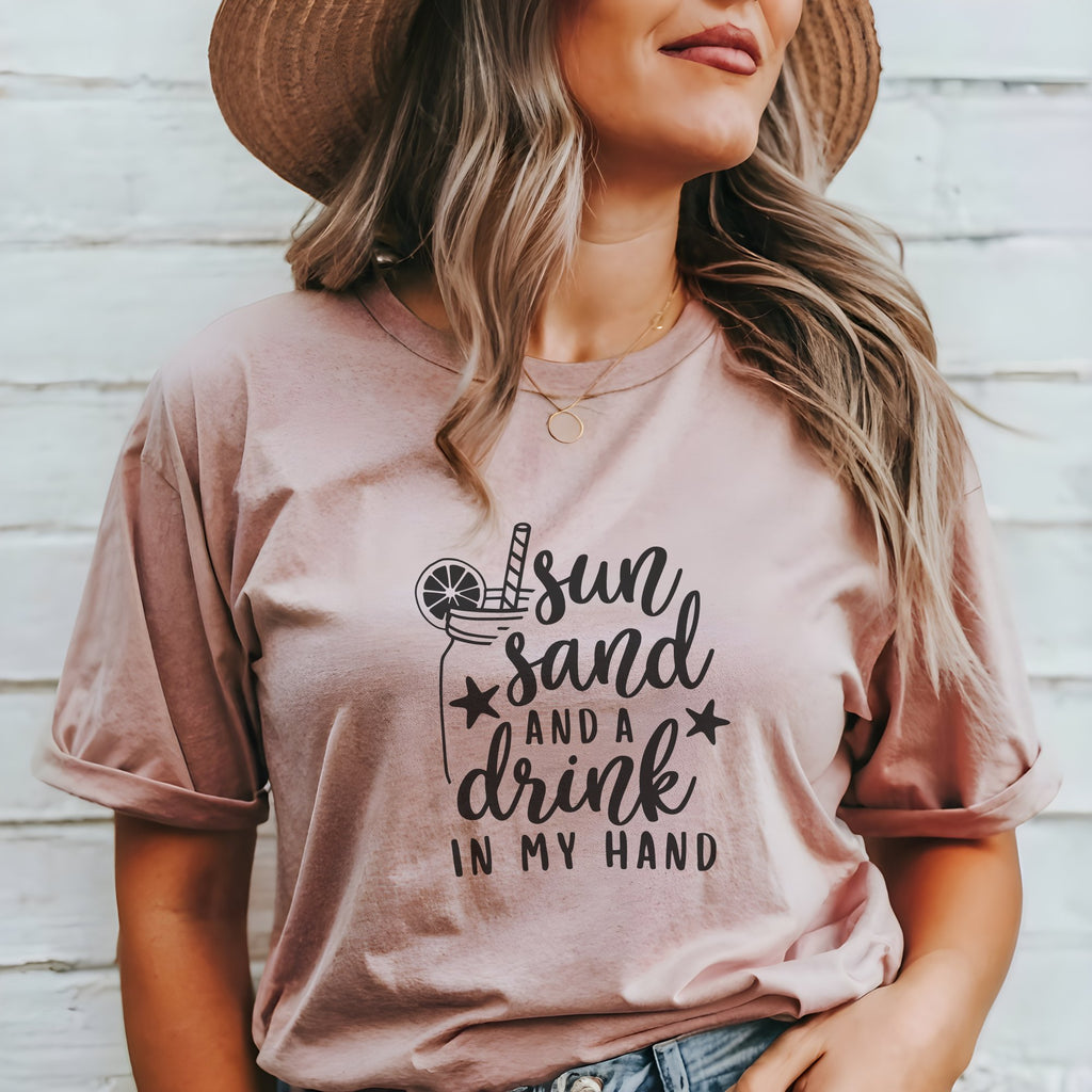 Sun, Sand & A Drink in My Hand Graphic Tee - Trendznmore