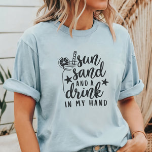 Sun, Sand & A Drink in My Hand Graphic Tee - Trendznmore