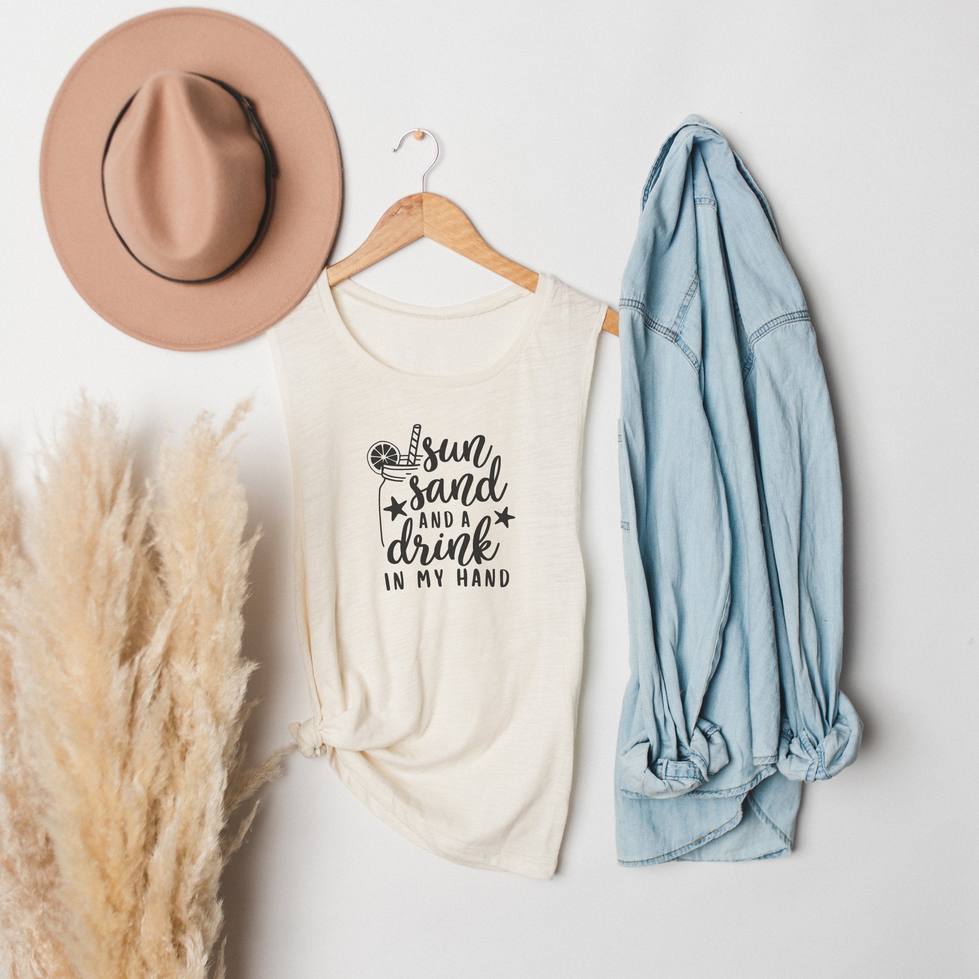 Sun, Sand, & a Drink in my Hand Muscle Tank Top - Trendznmore