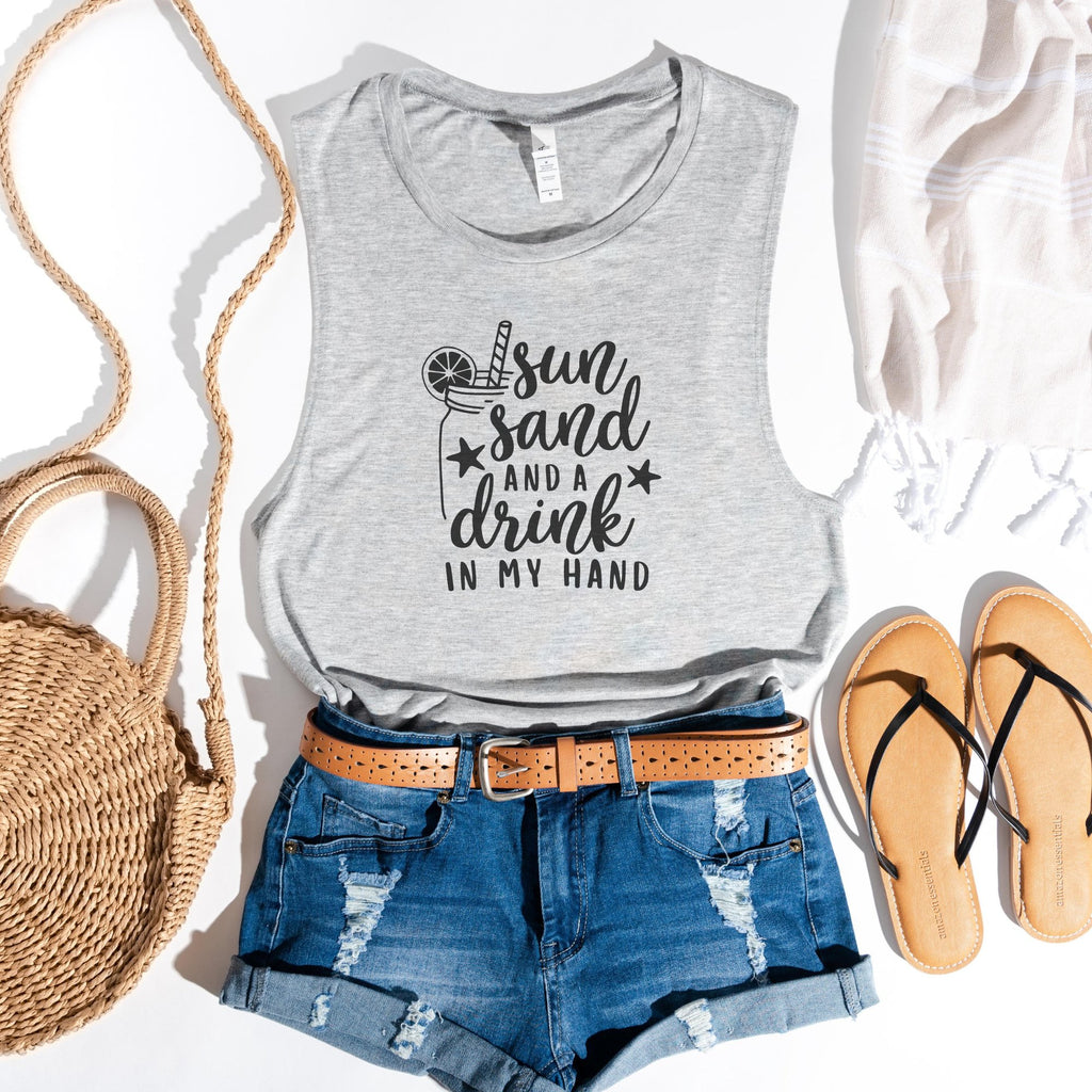 Sun, Sand, & a Drink in my Hand Muscle Tank Top - Trendznmore