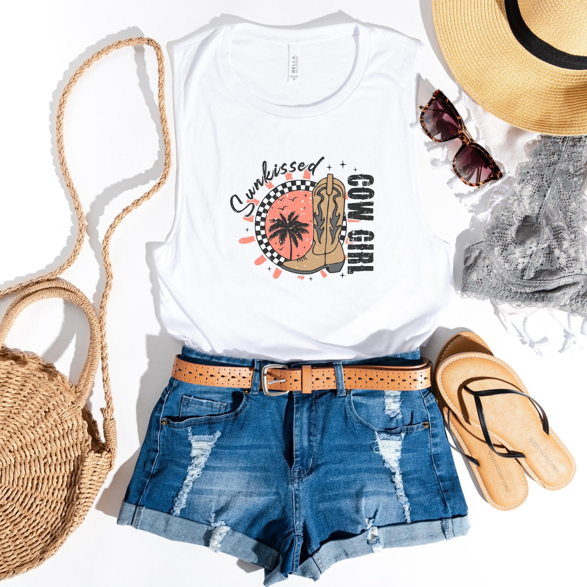 Sunkissed Cowgirl Bella Canvas Muscle Tank Top - Trendznmore