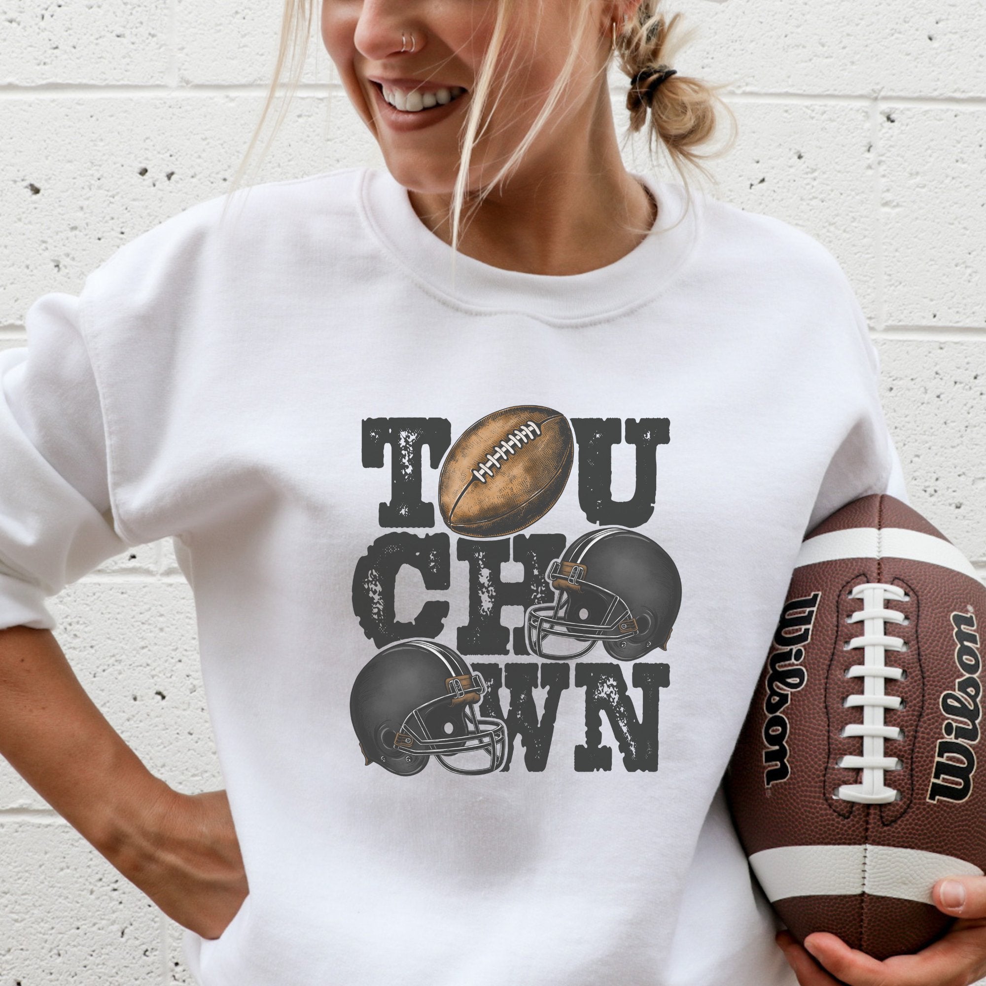 Touchdown Football Graphic Crewneck Sweatshirt - Trendznmore