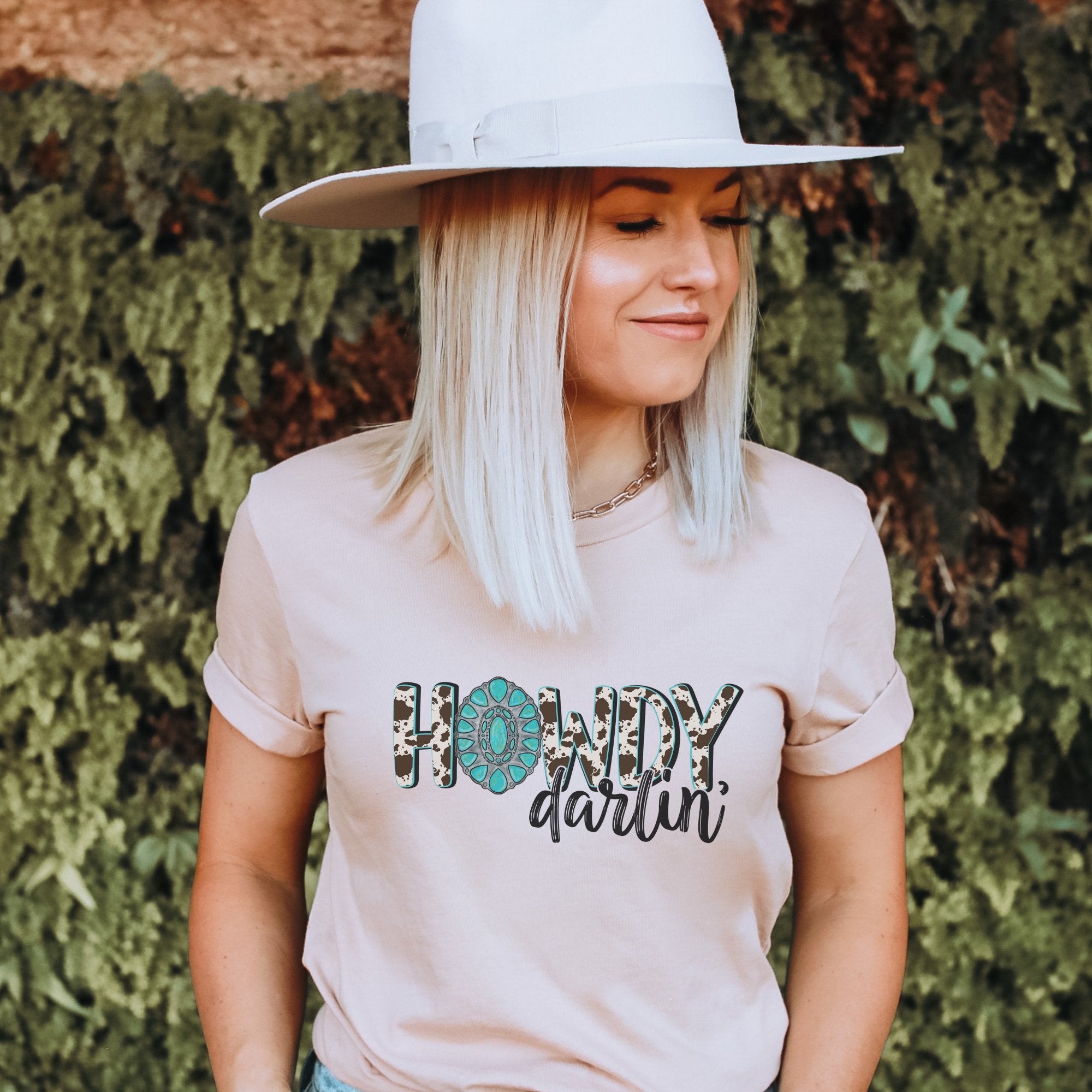 Turquoise Howdy Darlin Graphic Tee - Trendznmore