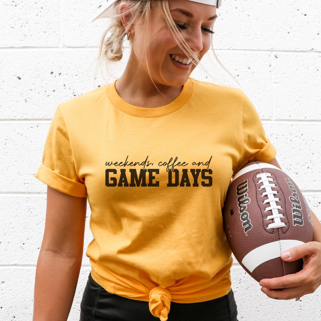 Weekends, Coffee and Game Days Football T - Shirt - Trendznmore