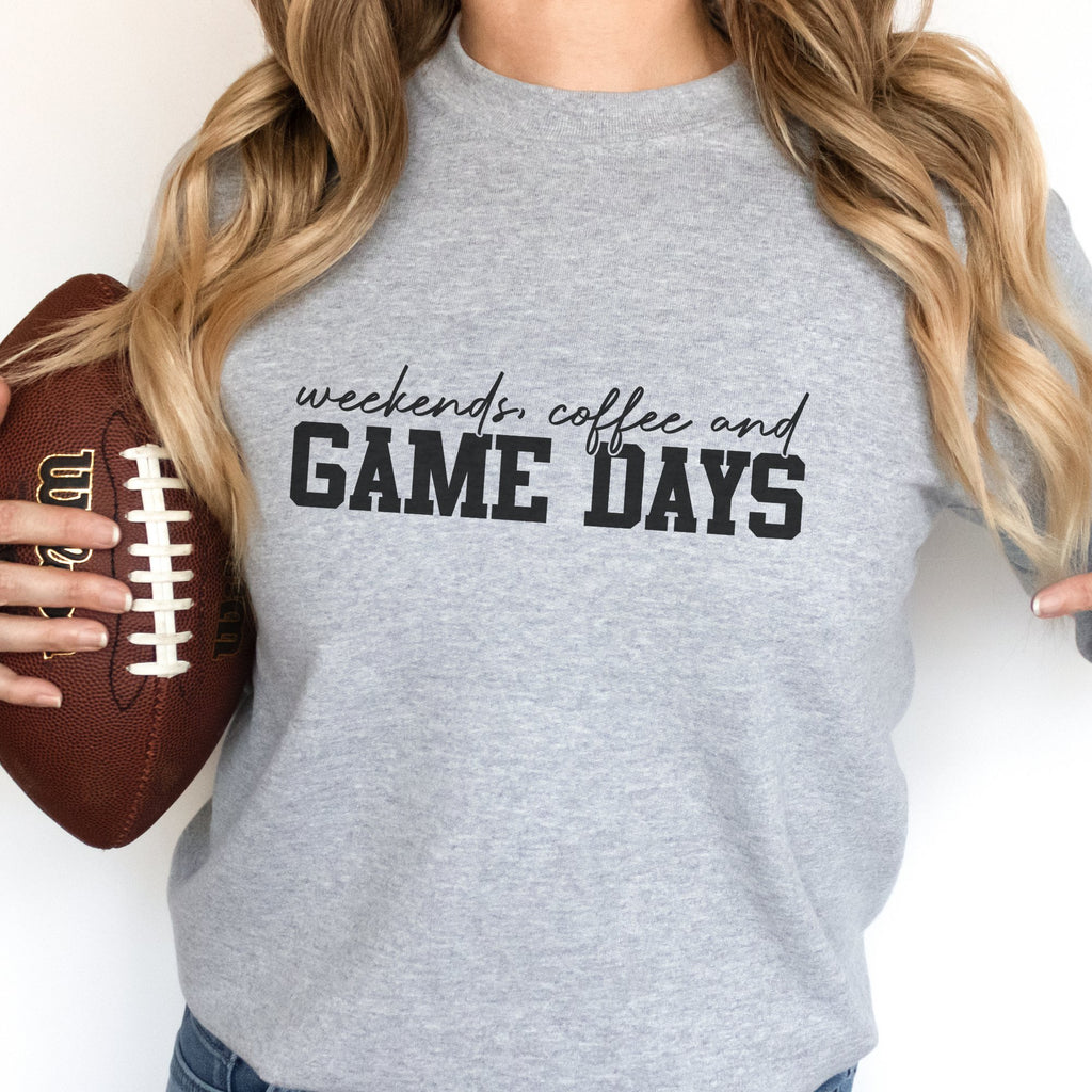 Weekends, Coffee and Gamedays Football Crewneck Sweatshirt - Trendznmore