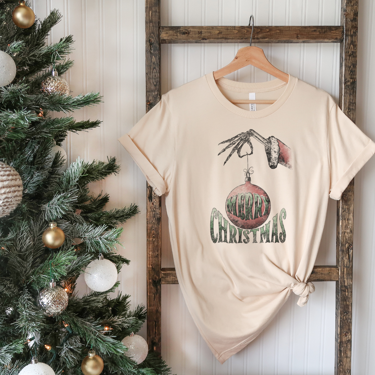 Merry Christmas Skeleton Hand T-Shirt