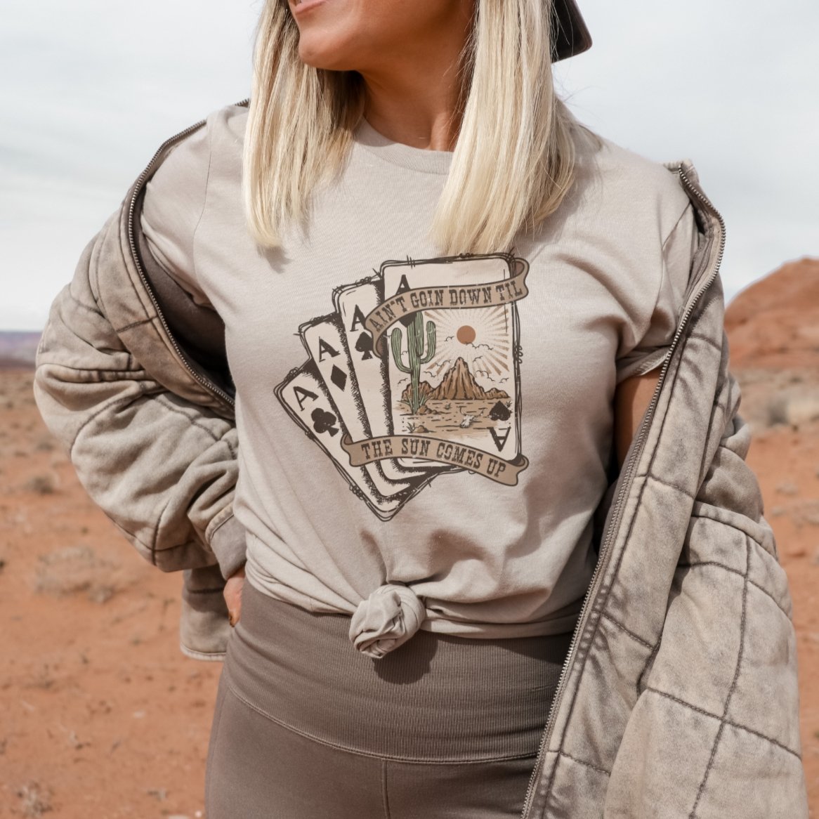 Aint Going Down Until the Sun Comes Up Aces Country Western T-Shirt - Trendznmore