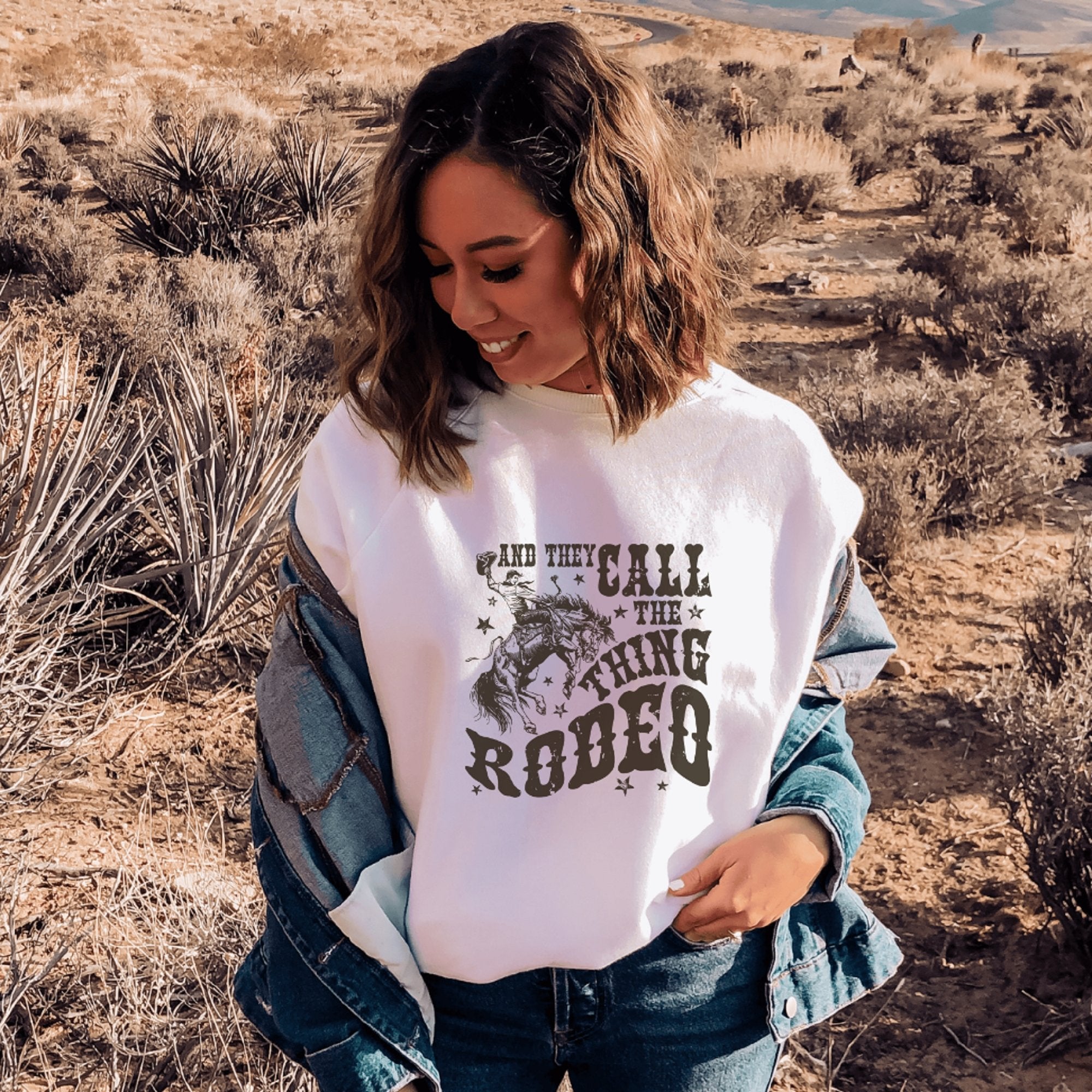 And they call the thing Rodeo Crewneck Sweatshirt - Trendznmore