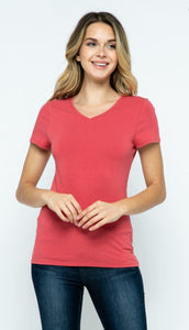 Basic V-Neck Short-Sleeve T-Shirt - Trendznmore