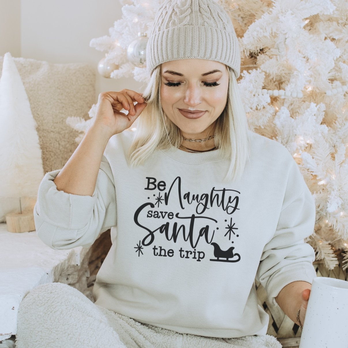 Be Naughty Save Santa the Trip Crewneck Sweatshirt - Trendznmore