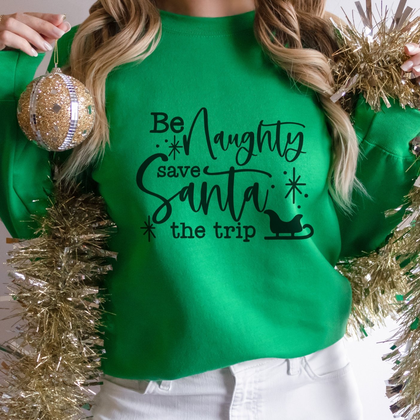 Be Naughty Save Santa the Trip Crewneck Sweatshirt - Trendznmore