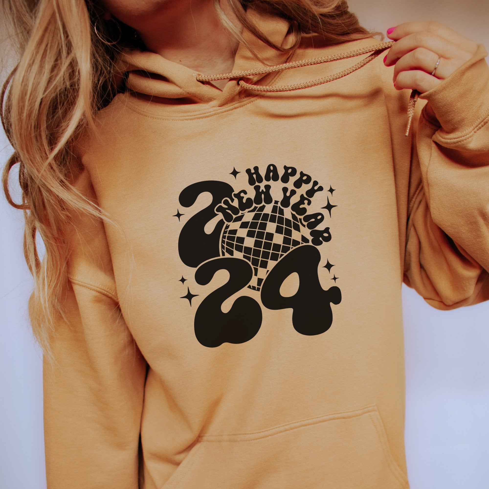 Black Happy New Year 2024 Hoodie - Trendznmore