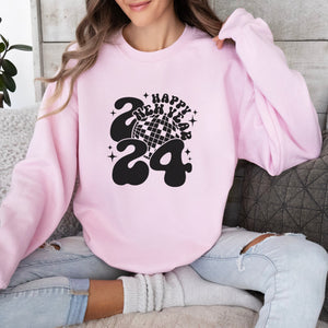 Black Happy New Year 2024 Sweatshirt - Trendznmore