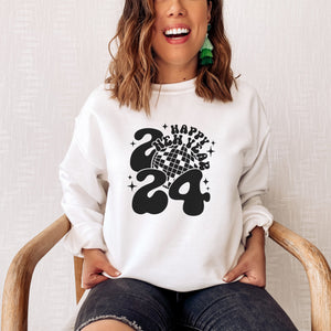 Black Happy New Year 2024 Sweatshirt - Trendznmore