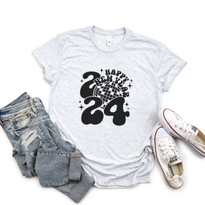 Black Happy New Year 2024 T-Shirt - Trendznmore