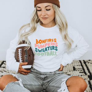Bonfires Pumpkins Sweaters Football Crewneck Sweatshirt - Trendznmore