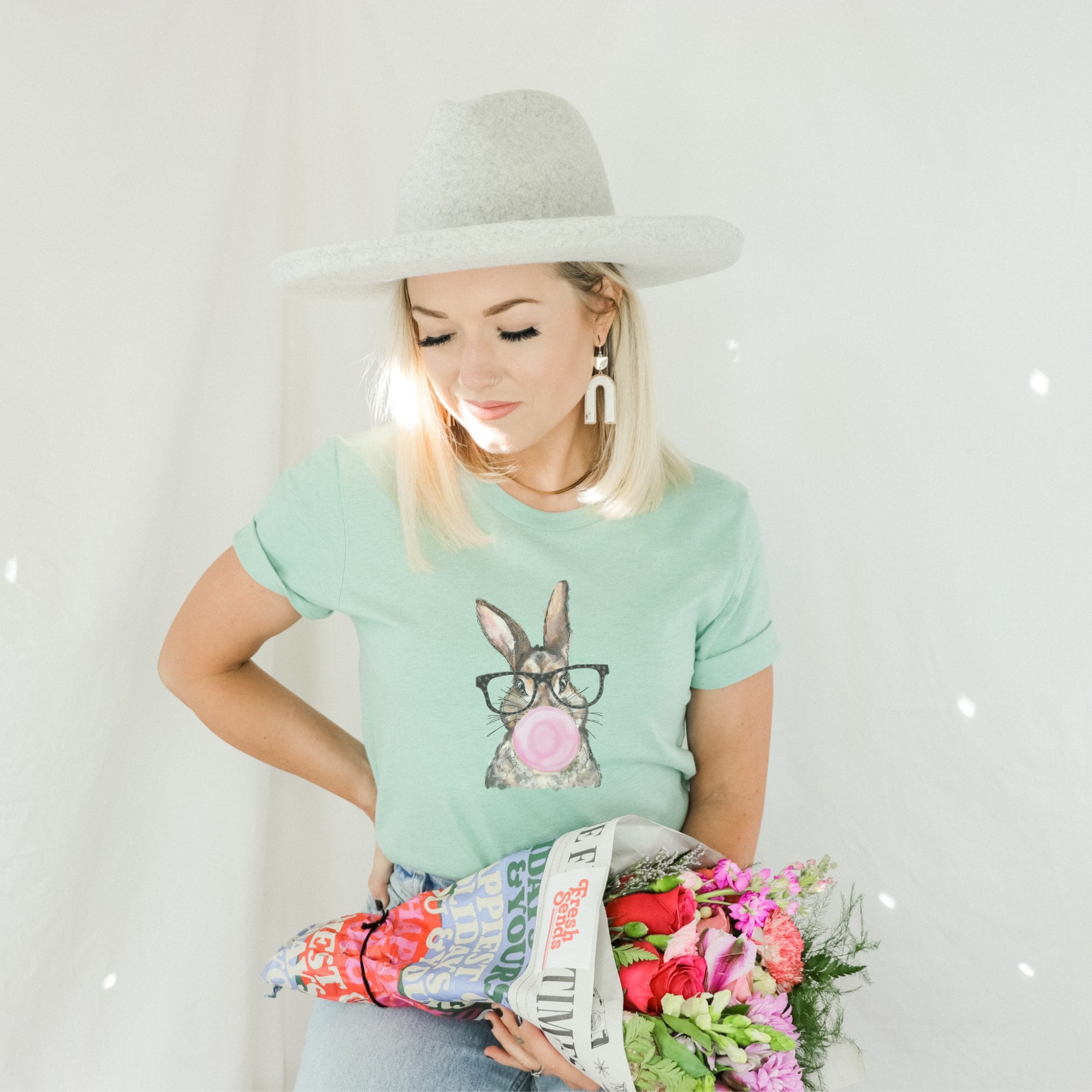 Bunny w/ Glasses Easter T-Shirt - Trendznmore