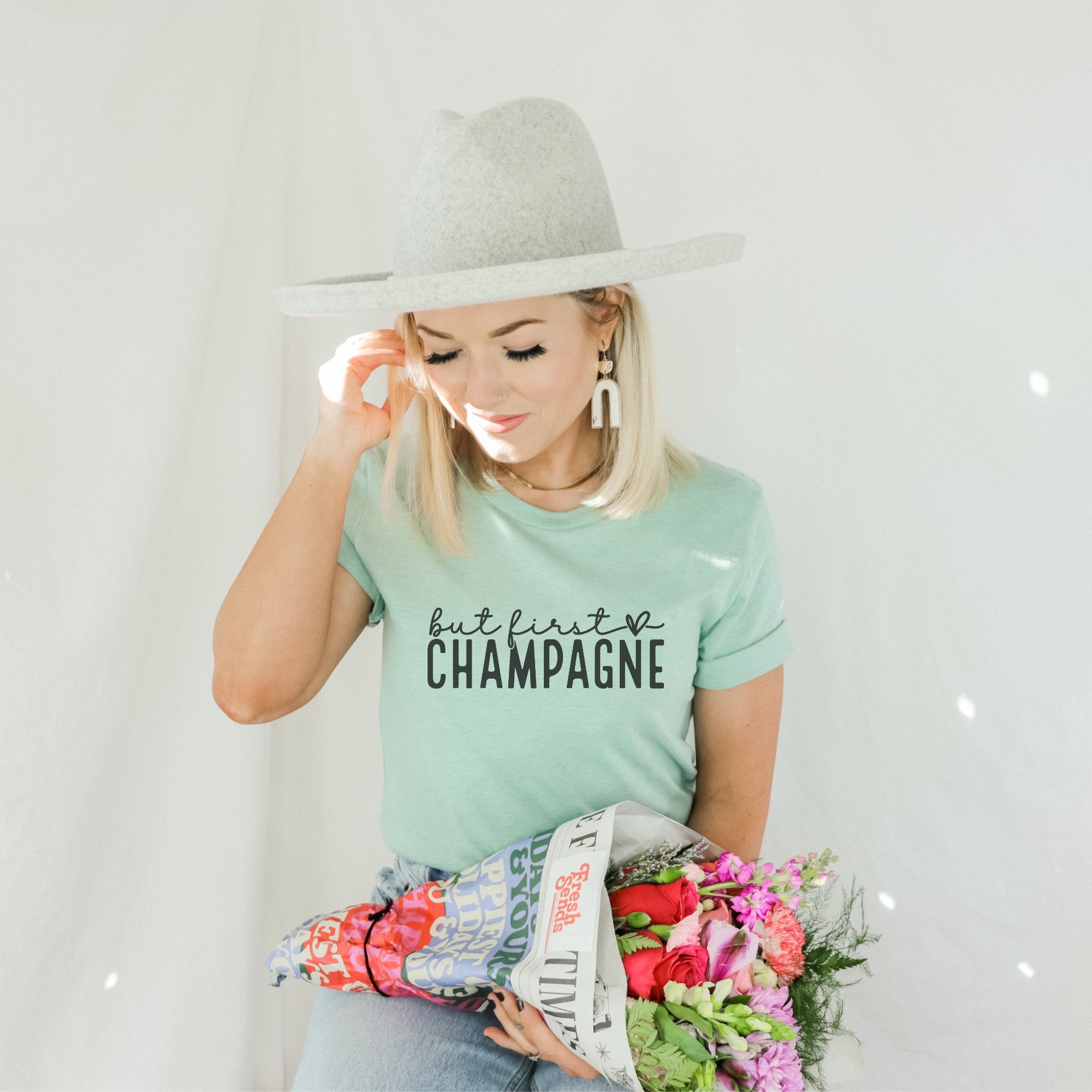 But First, Champagne T-Shirt - Trendznmore