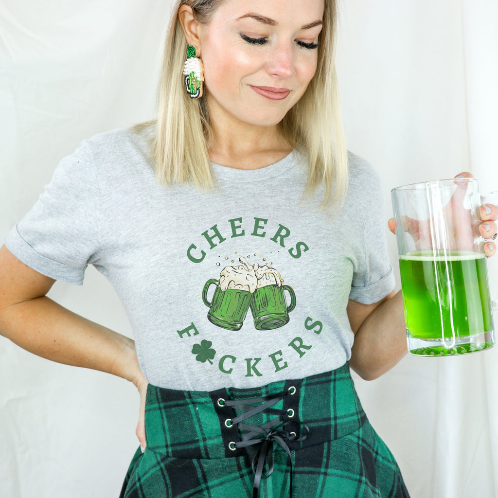 Cheers F🍀ckers Funny St. Patrick's Day T-Shirt (S-2XL) - Trendznmore
