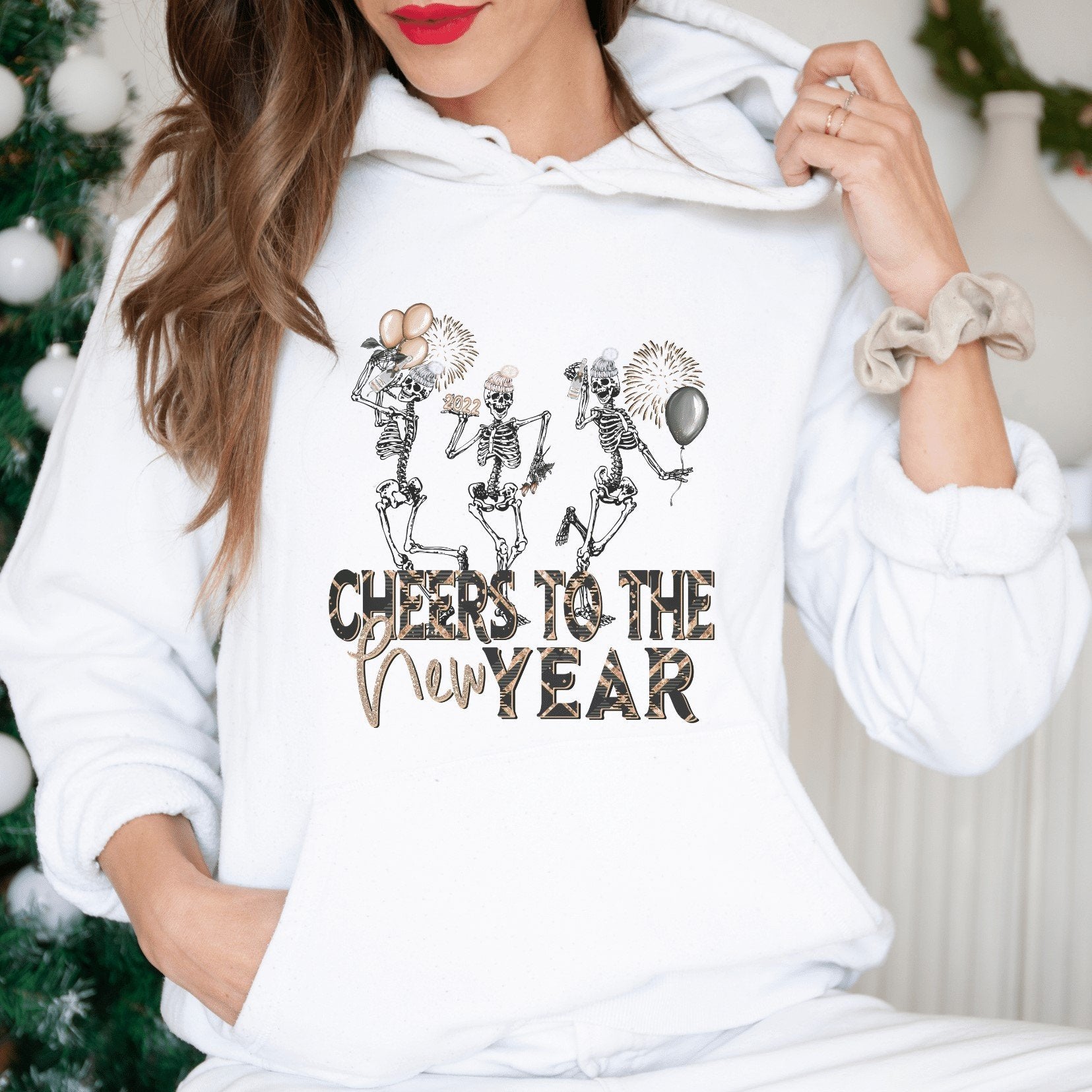 Cheers to the New Year Skeleton Hoodies - Trendznmore