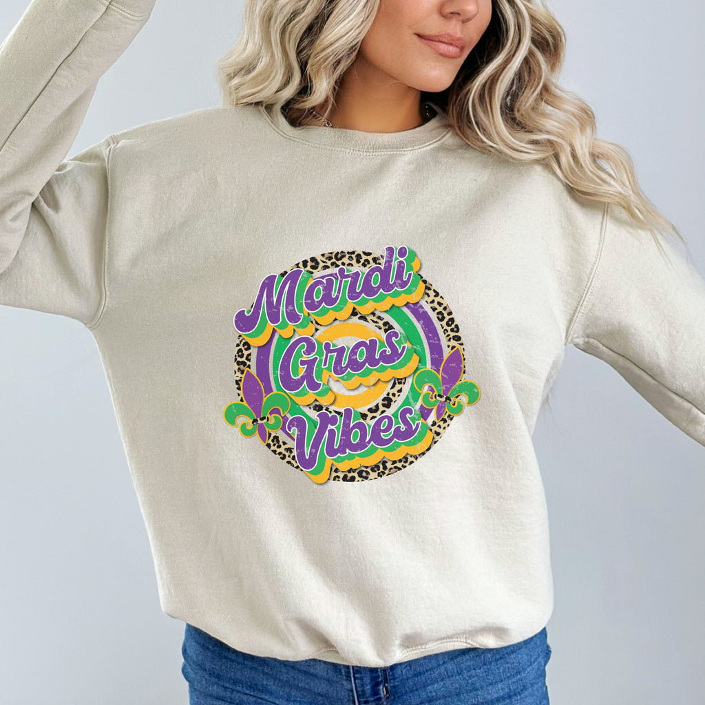 Cheetah Mardi Gras Vibes Crewneck Sweatshirt - Trendznmore