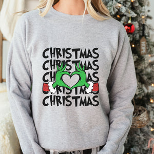Christmas Grinch Heart Sweatshirt - Trendznmore