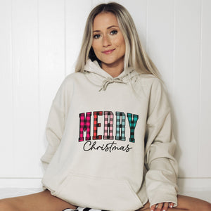 Colorful Plaid Merry Christmas Hoodie - Trendznmore