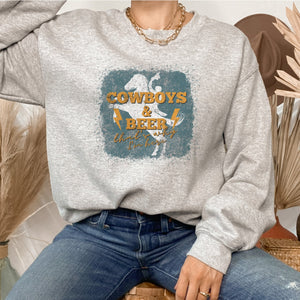 Cowboys and Beer Crewneck Sweatshirt - Trendznmore
