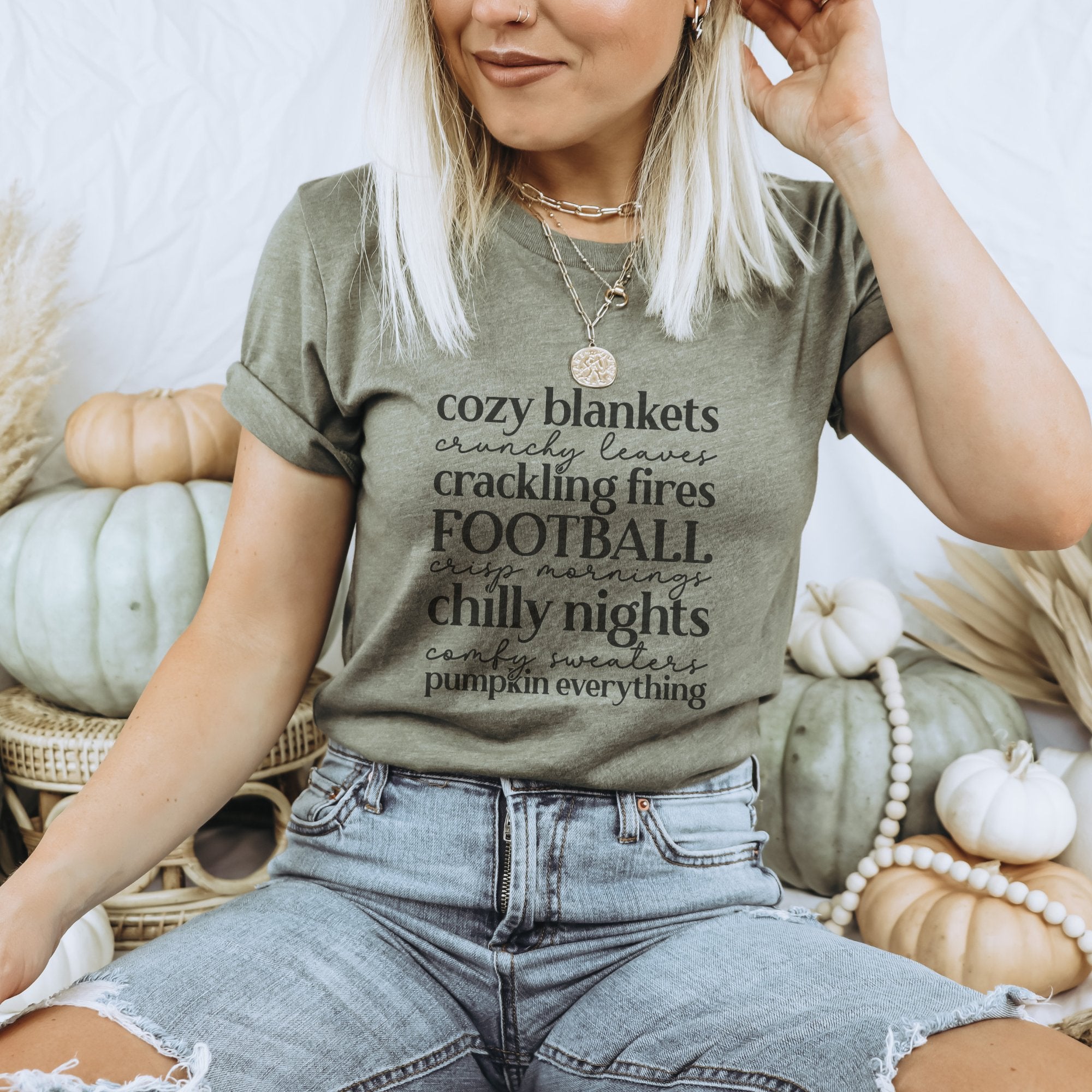 Cozy Blankets Crunchy Leaves Fall Graphic T-Shirt - Trendznmore