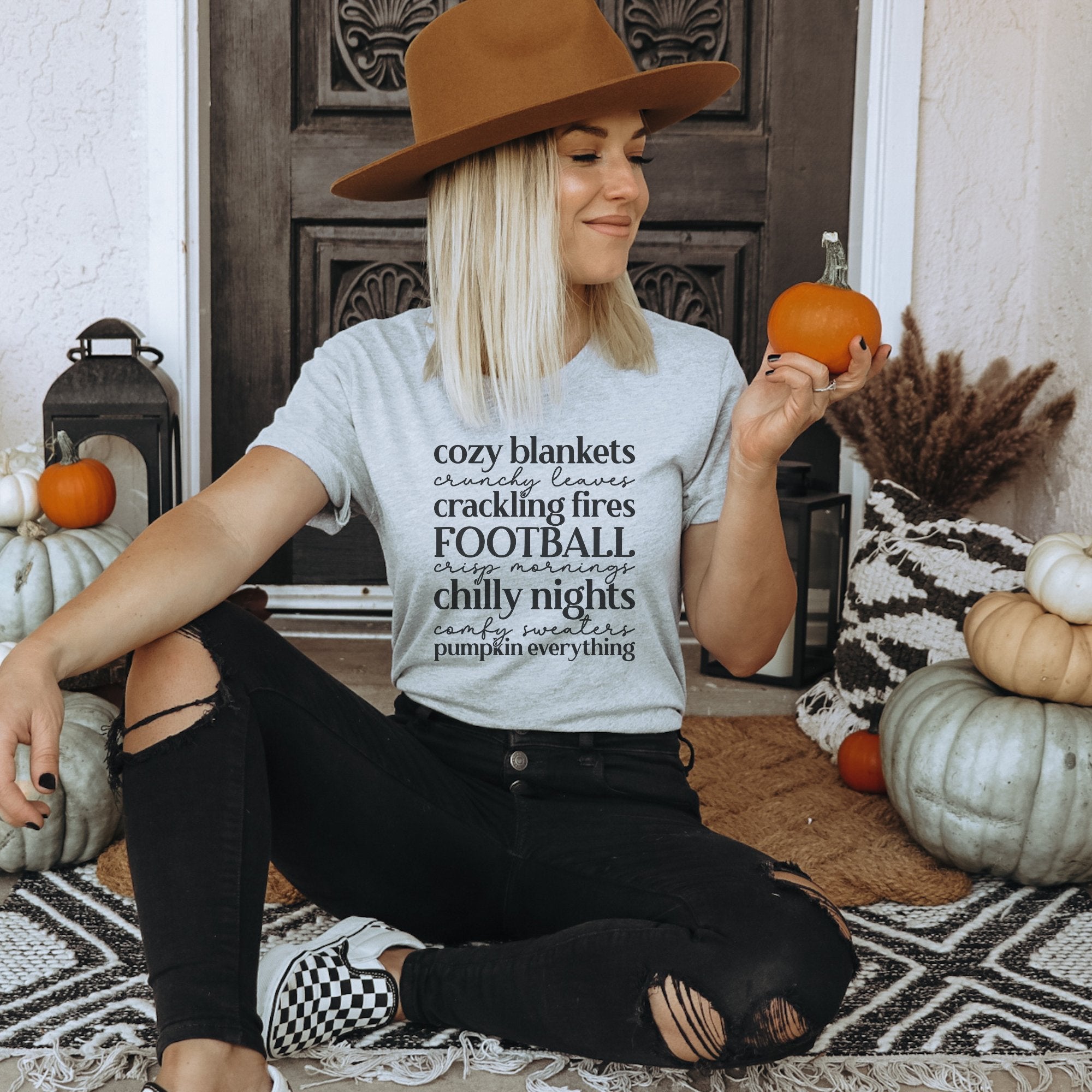 Cozy Blankets Crunchy Leaves Fall Graphic T-Shirt - Trendznmore