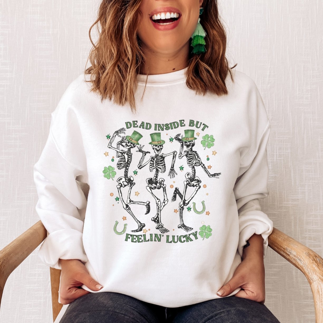 Dead Inside but Feeling Lucky St. Patrick's Day Crewneck Sweatshirt (S-2XL) - Trendznmore