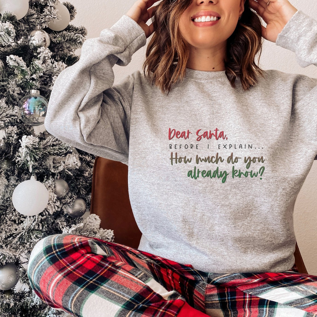 Dear Santa Before I Explain Crewneck Sweatshirt - Trendznmore