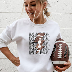 Distressed Football Mama Lightening Bolt Crewneck Sweatshirt - Trendznmore
