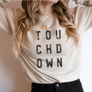 Distressed Touchdown Crewneck Sweatshirt - Trendznmore