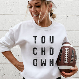 Distressed Touchdown Crewneck Sweatshirt - Trendznmore
