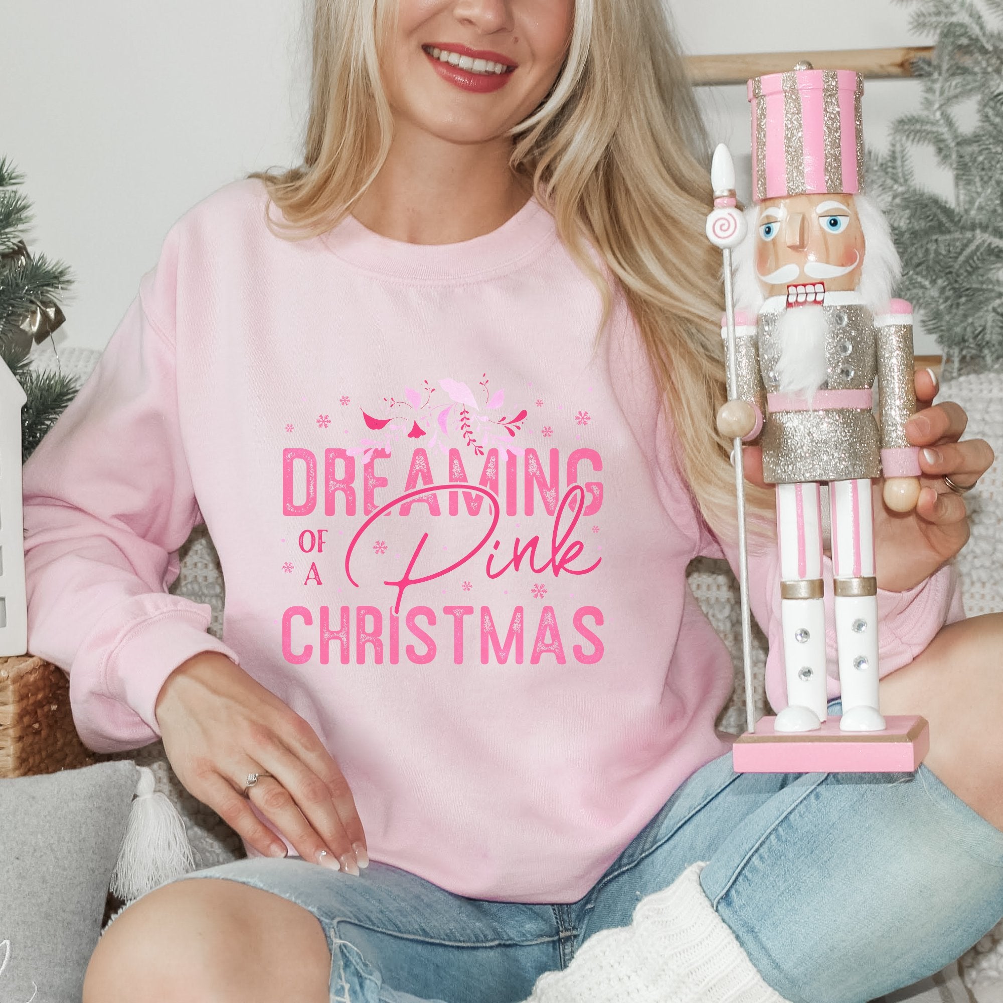 Dreaming of a Pink Christmas Sweatshirt - Trendznmore