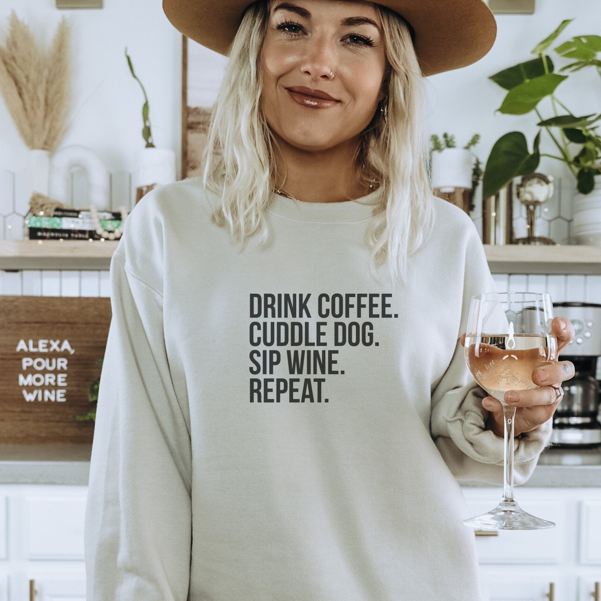 Drink Coffee Cuddle Dog Crewneck Sweatshirt - Trendznmore